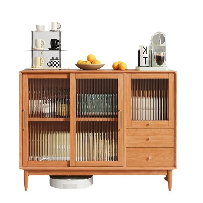 

Nordic side cabinet Solid wood against the wall Multifunctional Japanese tea cabinet Dining cabinet Locker Simple