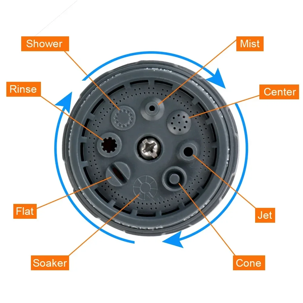Buse de lavage à haute pression pour lavage de voiture de jardin, 8 Modes de pulvérisation, arrosage par pulvérisation de pelouse, outil de pistolet à eau haute pression multifonction