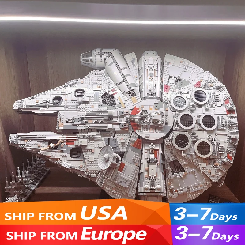 MOC-Star Plan Building Blocks para Crianças, Millennium Falcon, Navio Destruidor, Modelo de Puzzle, Movie Game, Dirigível, Brinquedos Presente, 7541PCs