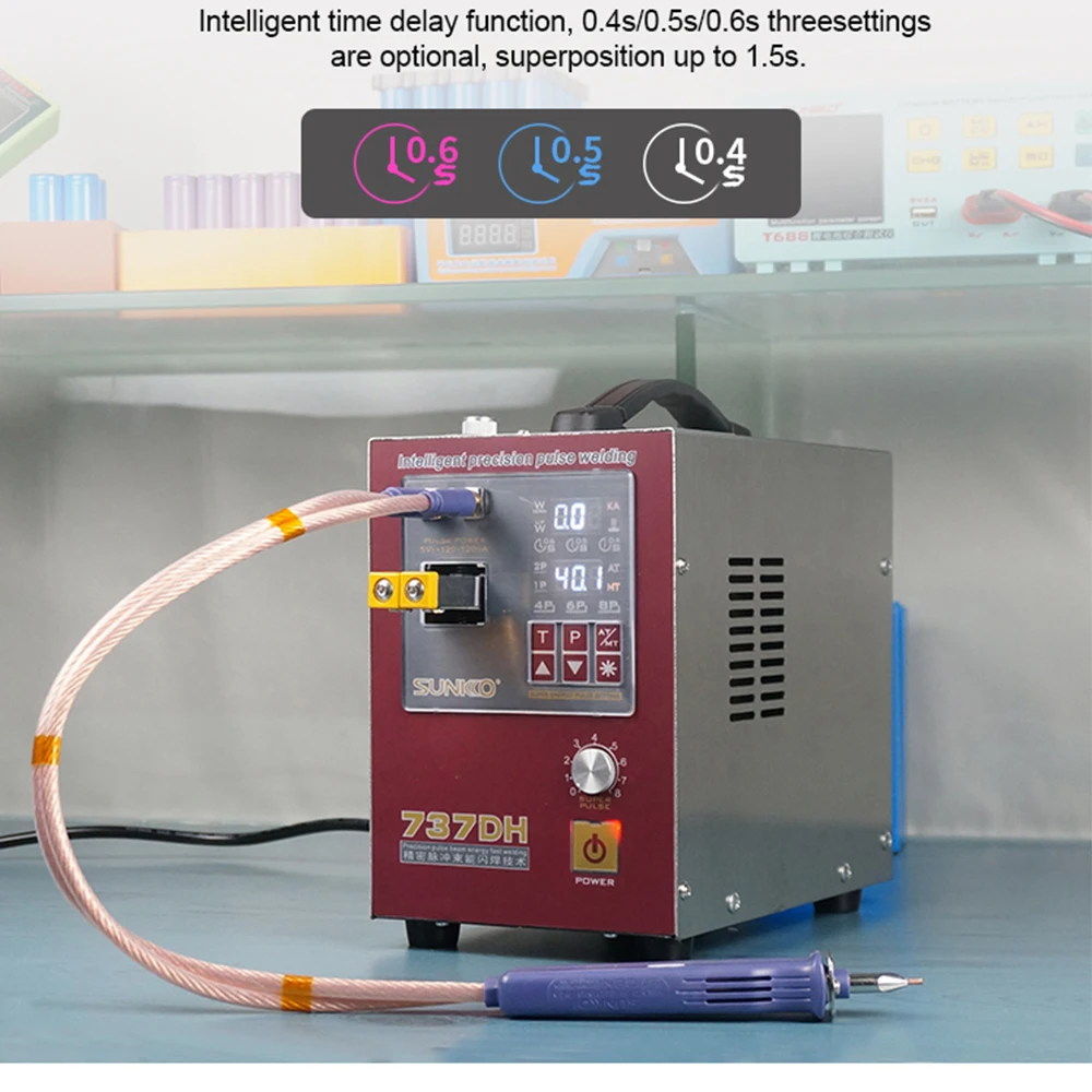 SUNKKO 737DH Spot Welding Machine Induction Delay 4.3KW High Power Automatic Pulse Spot Welding Machine For 18650Battery Welding