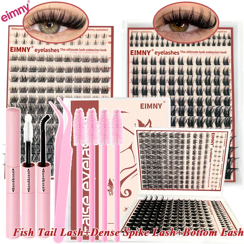 EIMNY Künstliche Wimpern, Cluster, 3D, flauschig, individuelle Wimpern, DIY-Wimpernverlängerungsset, natürliche, flauschige, wiederverwendbare Wimpern für Anfänger