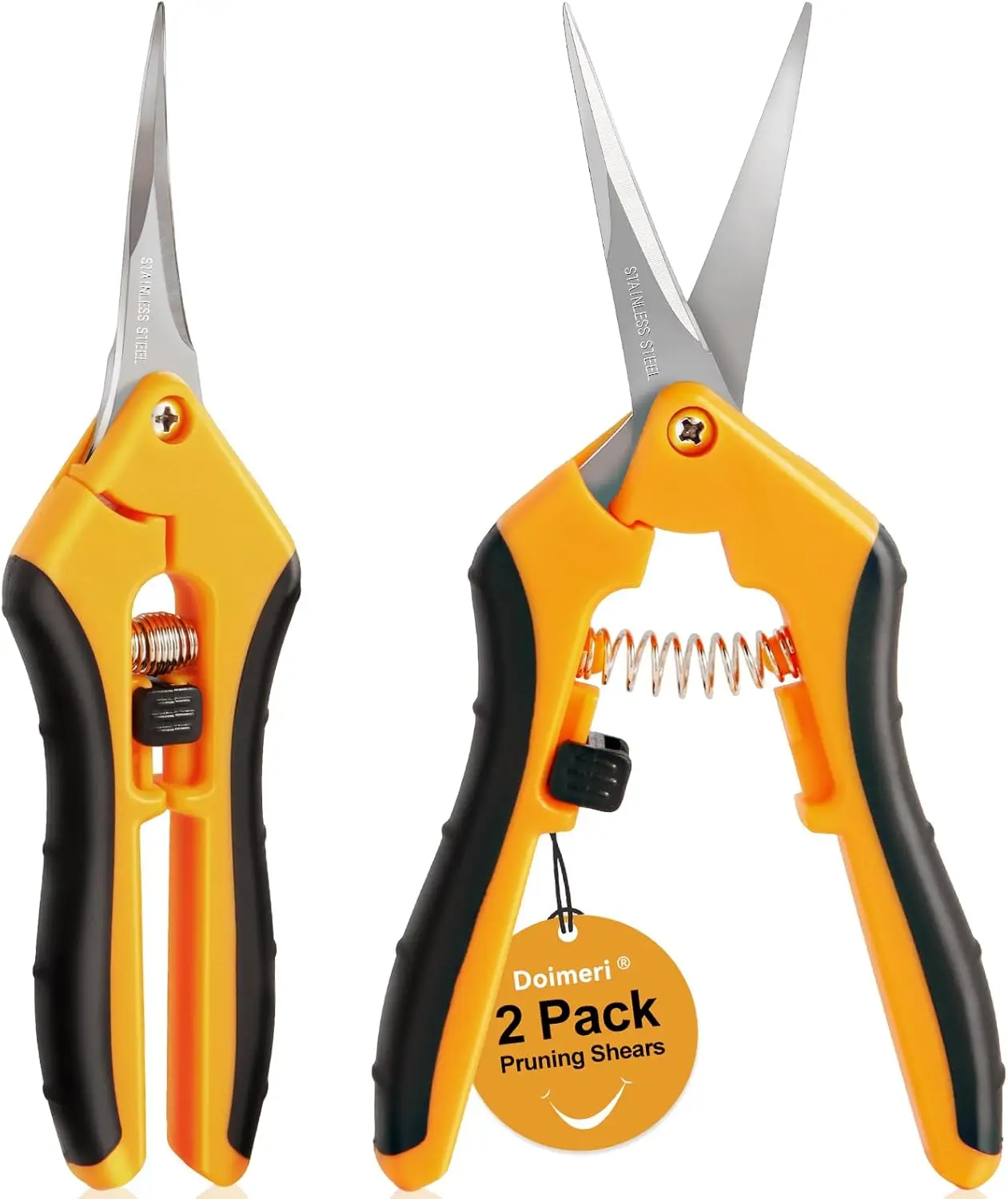 

Набор из 2 секаторов для обрезки, 6,5-дюймовые острые лезвия из нержавеющей стали, удобная рукоятка для точной обрезки в садоводстве и бонсай.