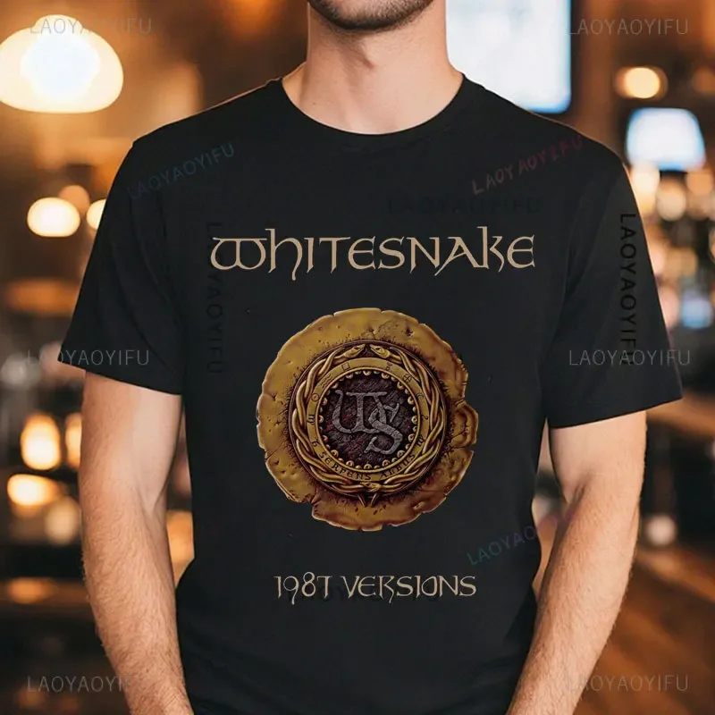 Camisetas clásicas con logotipo de Whitesnake para hombre, camisetas de algodón con logotipo de banda de Rock para Whitesnake-1987, camisetas de concierto Whitesnake