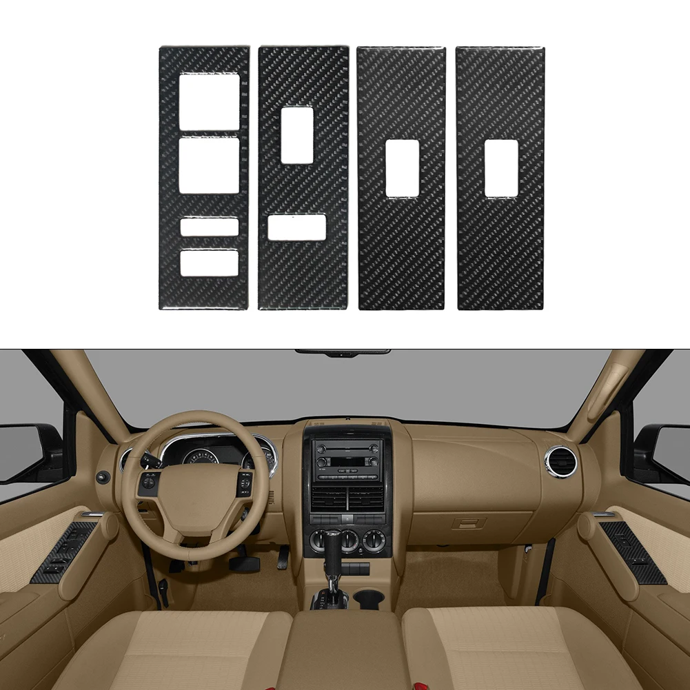 Car Accessories Styling Carbon Fiber Stickers Center Console With Radio Windows Control Panel For Ford Explorer 2008 2009 2010 image 4