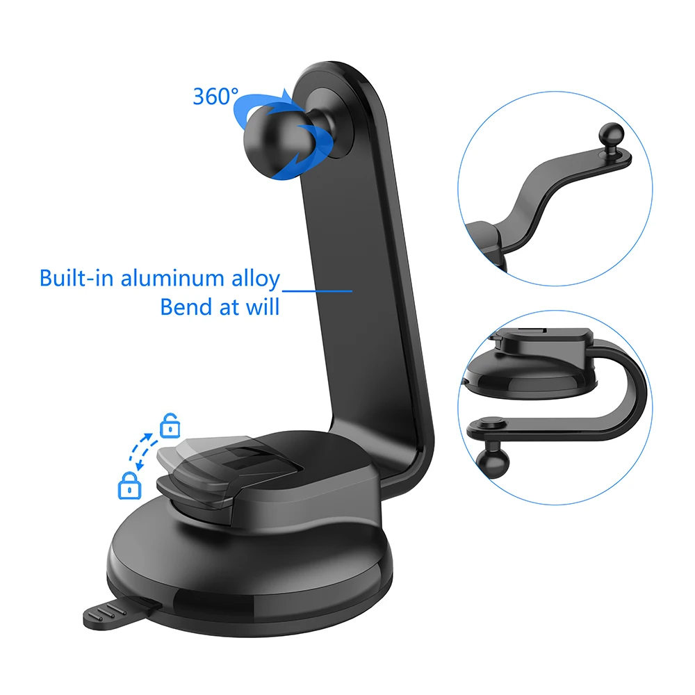 Accessori: Staffa per telefono per auto a ventosa Braccio telescopico a sfera universale da 17 mm pieghevole