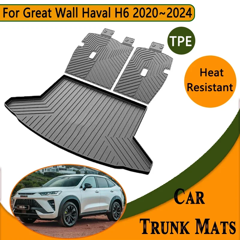 

For GWM Haval H6 Accessories Great Wall III MK3 2020~2024 Car Trunk Floor Mat Waterproof Anti-dirty Tray Upholstered Storage Pad