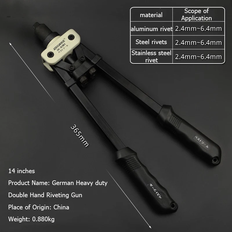 Pistola per rivetti con nucleo manuale a doppia impugnatura Pistola per rivetti con cappuccio per rivetti a risparmio di manodopera Pistola per rivetti di livello industriale Pinze per rivetti