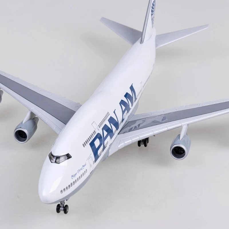 47cm Boeing 747 AN AM Airline Aircraft Model W Light and Wheel Diecast Airplanes Resin Miniature Plane For Collection