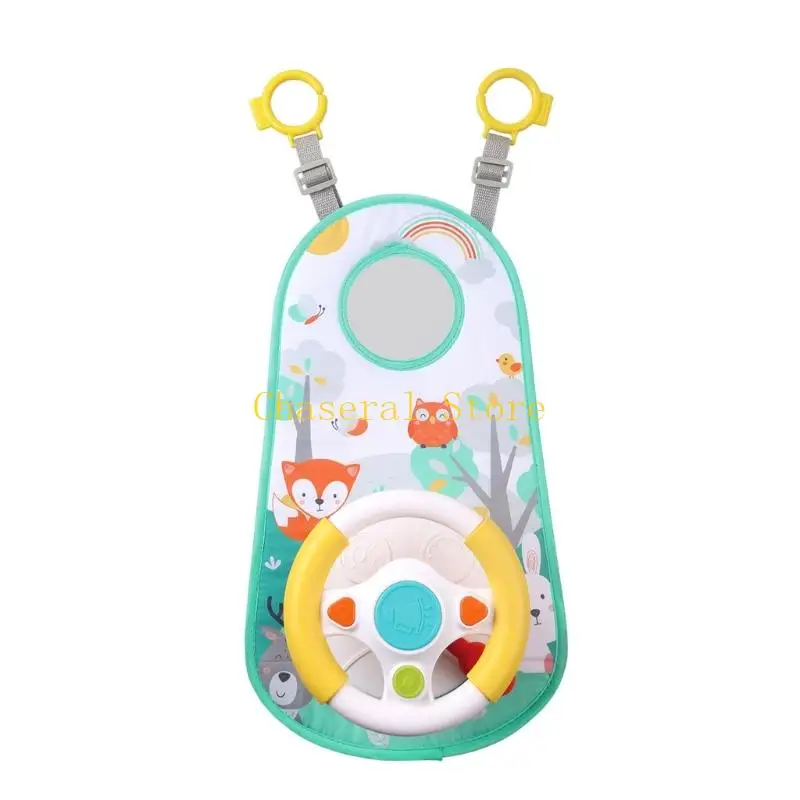 E7CE Sound Steering Wheel Toy for Kids, Portable Foldable Driving Activity for Car Rides, Road Trips, and Family Travel
