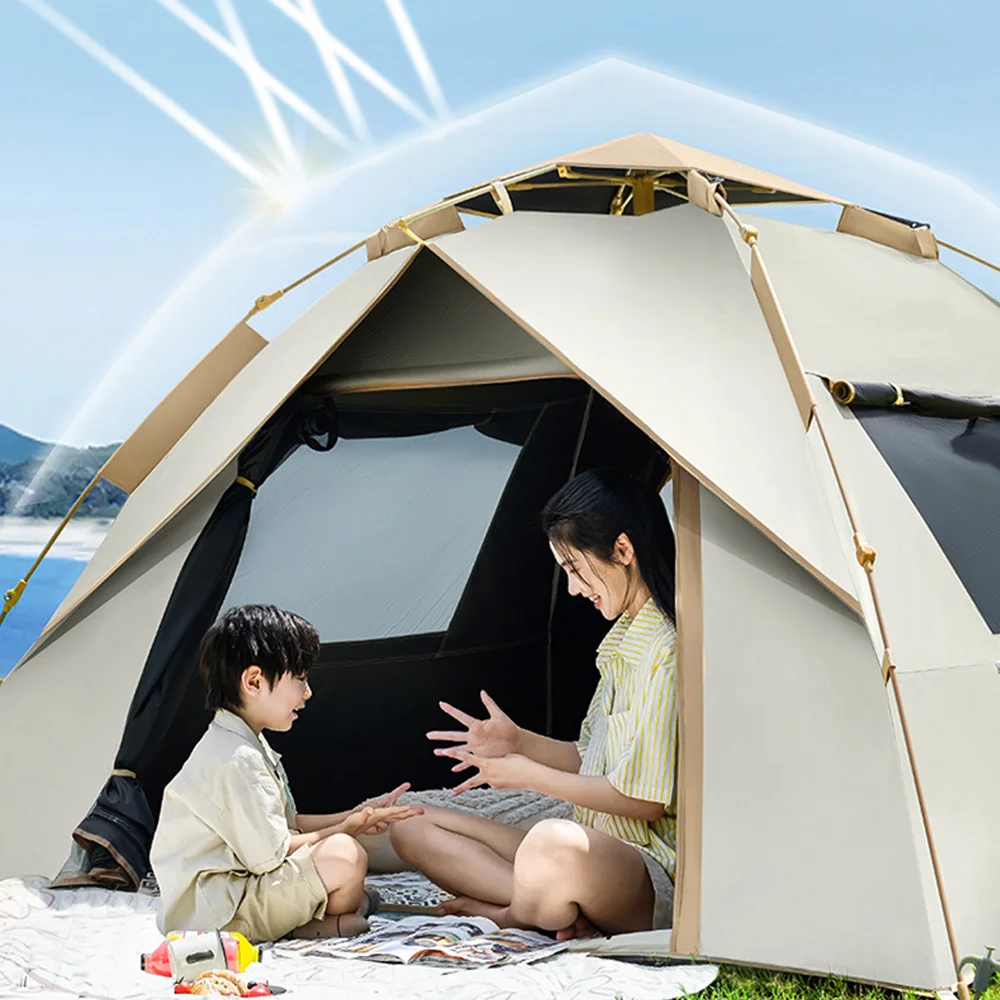 TXZ Outdoor Pop Up Tent Portable Folding Automatic Quick-Opening Silver Gel Tent Rainproof Sunshine-proof Camping Equipment