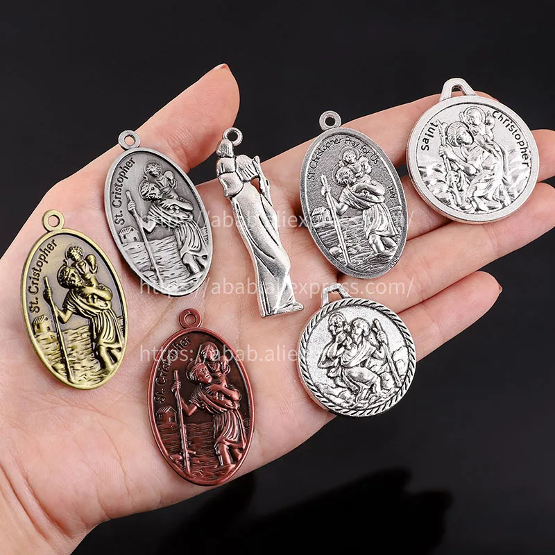 5 pieces/religious retro large St. Christopher medals