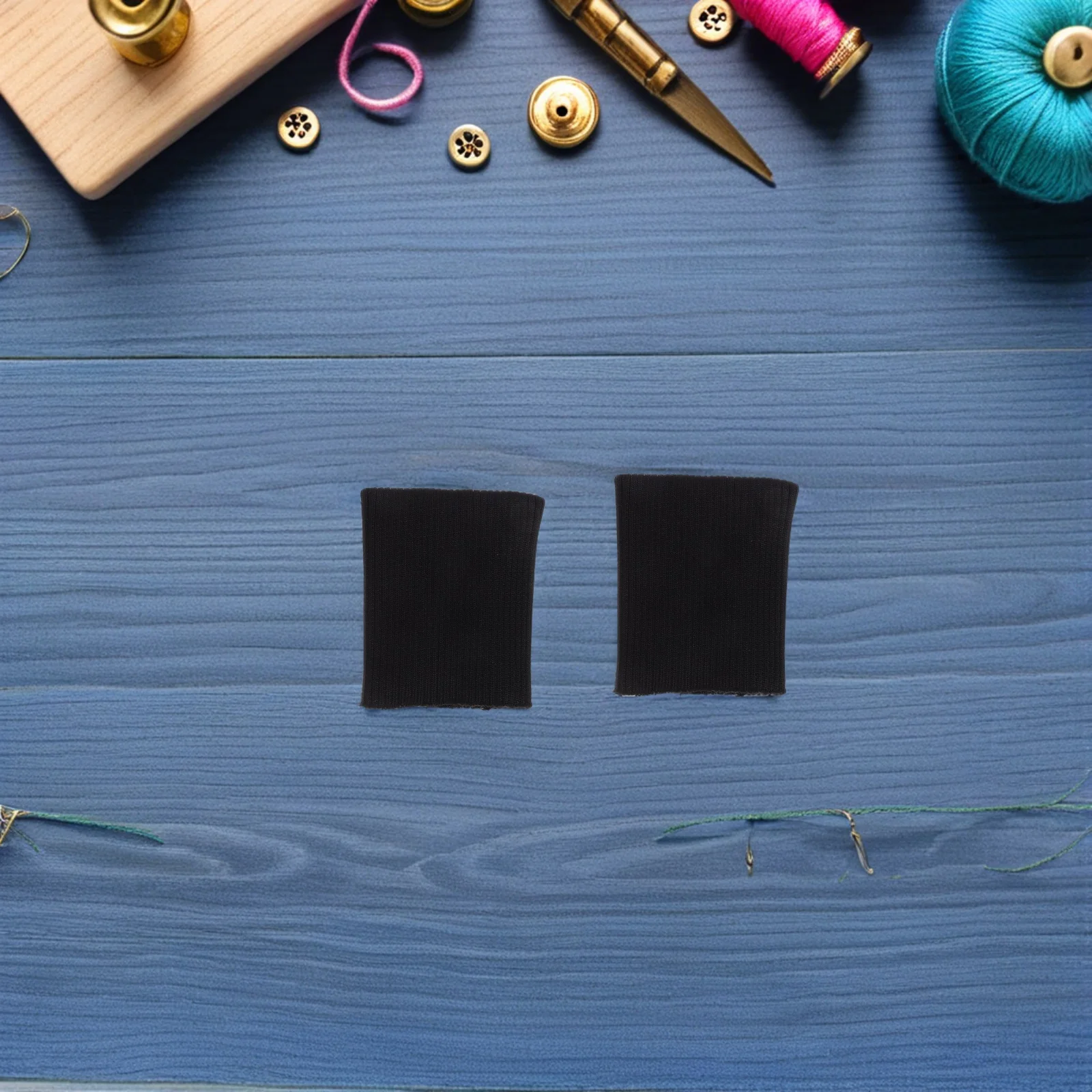 

1Pair Knit Cuff Sleeve Black Stretch Ribbing Fabric For Jacket Sportswear Padded Tubular Cuffing Diy Sewing Replacement Repair