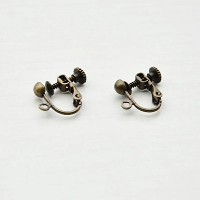 20PCS 14x17mm Brass Round Head Screw Ear Clip DIY Handmade Clip On Earrings Parts No Pierced Ear Clips Jewelry Making Findings