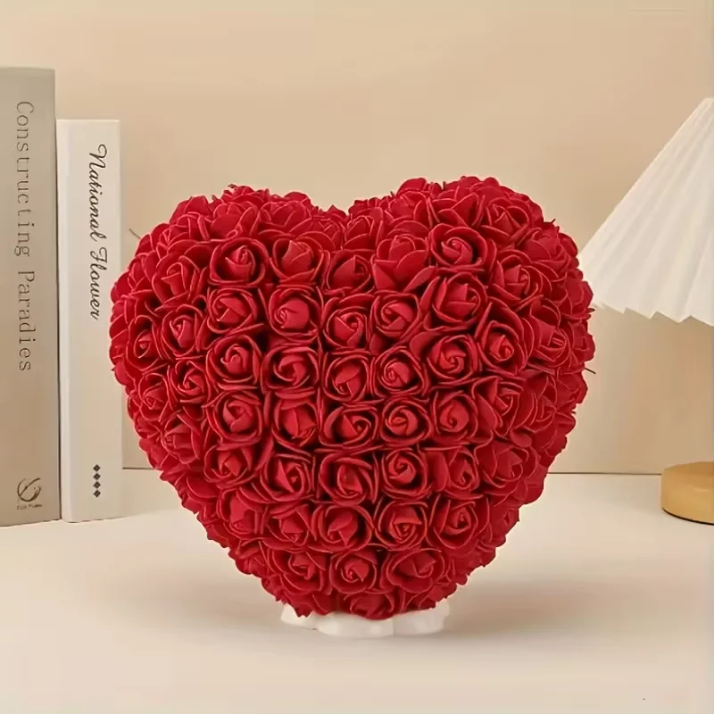 15 cm große, herzförmige, künstliche Rose, ideal als Geschenk zum Valentinstag, Muttertag, zum Schulabschluss, zum Tag der Lehrer und zum Geburtstag. – Detail 4