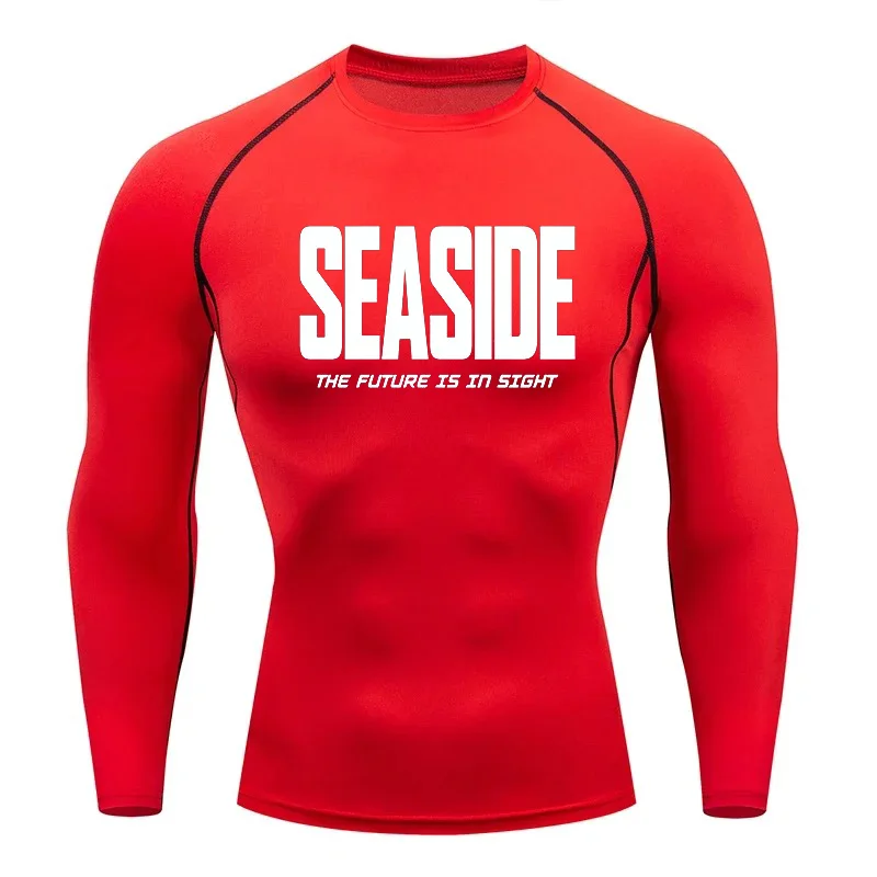 เสื้อยืดรัดรูปผู้ชาย เสื้อคอมเพรสชั่นสำหรับวิ่ง เสื้อยืดออกกำลังกาย ฟิตเนส วิ่งจ๊อกกิ้ง แขนยาว เสื้อลำลองผู้ชาย