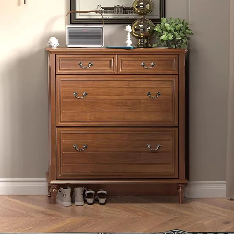 Solid wood shoe cabinet household entrance entrance entrance porch storage cabinet integrated with wall corridor outside door