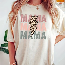 Leopard Lightning & Letter Print T-Shirt, Casual Short Sleeve Top For Spring & Summer, Women's Clothing