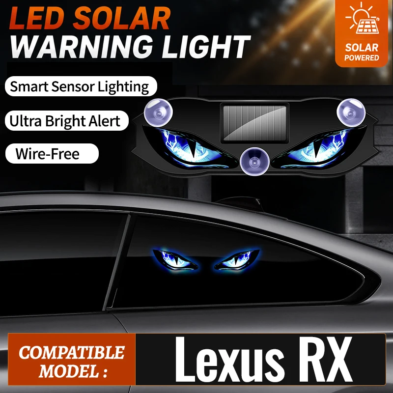 Fits For Lexus RX Wireless Solar Car Sticker Light Devil Eye LED Warning Light Multi Mode Anti Rear End Collision Car Decor Ligh