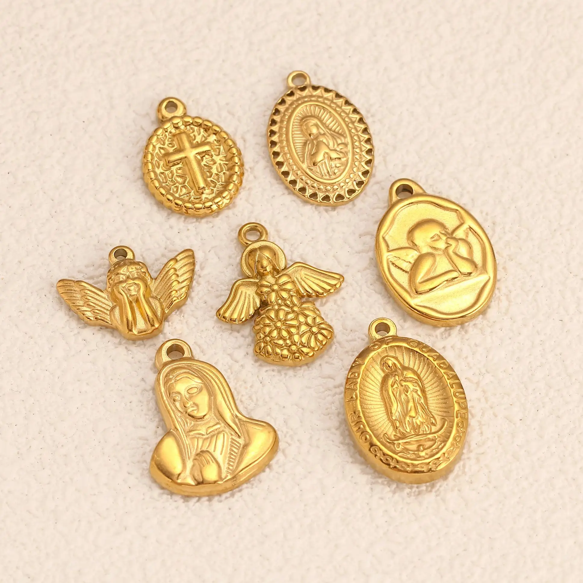 3 sztuk/partia 3D anioł Charms ze stali nierdzewnej dziewica maryja biżuteria religijna akcesoria DIY kolczyk bransoletka tworzenia biżuterii hurtowo