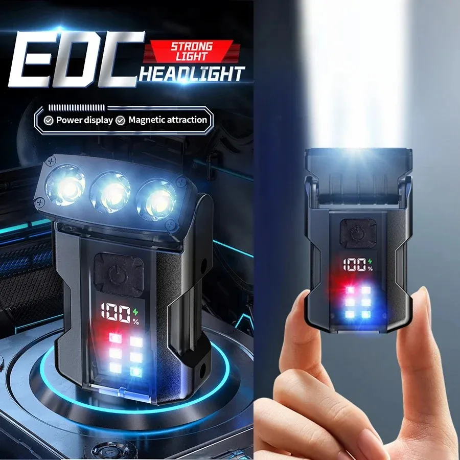 

D2 USB Rechargeable LED Flashlight Portable Super Bright Torch with Tail Magnet Side COB Emergency Work Light Camping Lantern