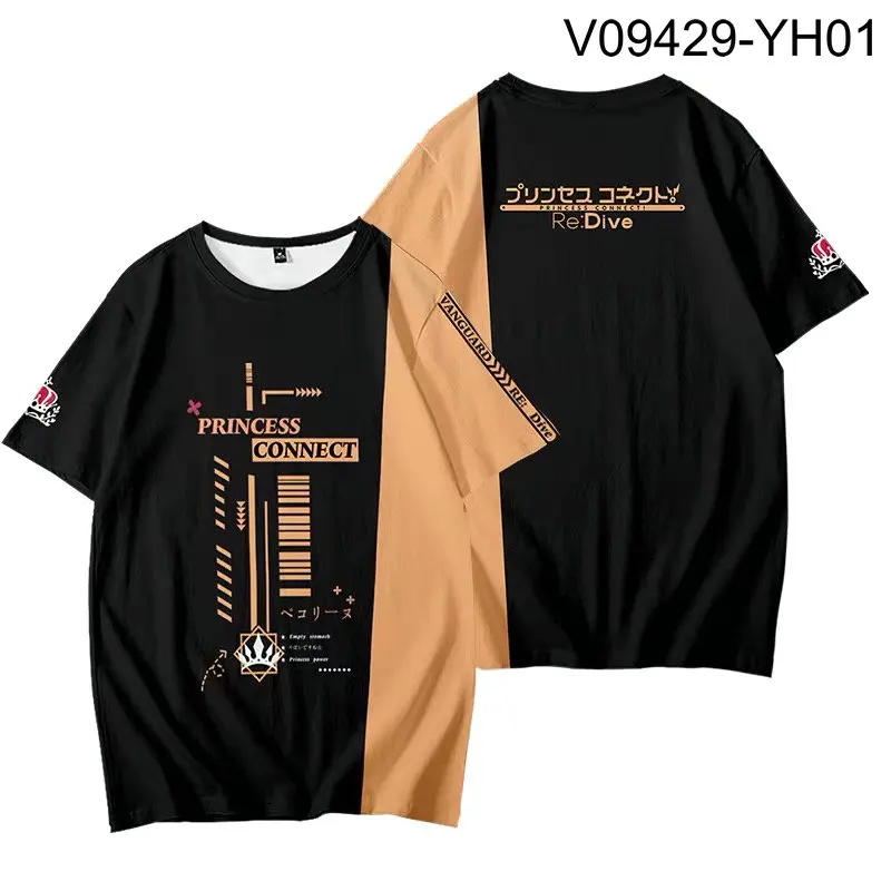 Princess Connect! Re:Dive 3D Printing T-shirt Summer Fashion Round Neck Short Sleeve Popular Japanese Anime Streetwear Plus Size