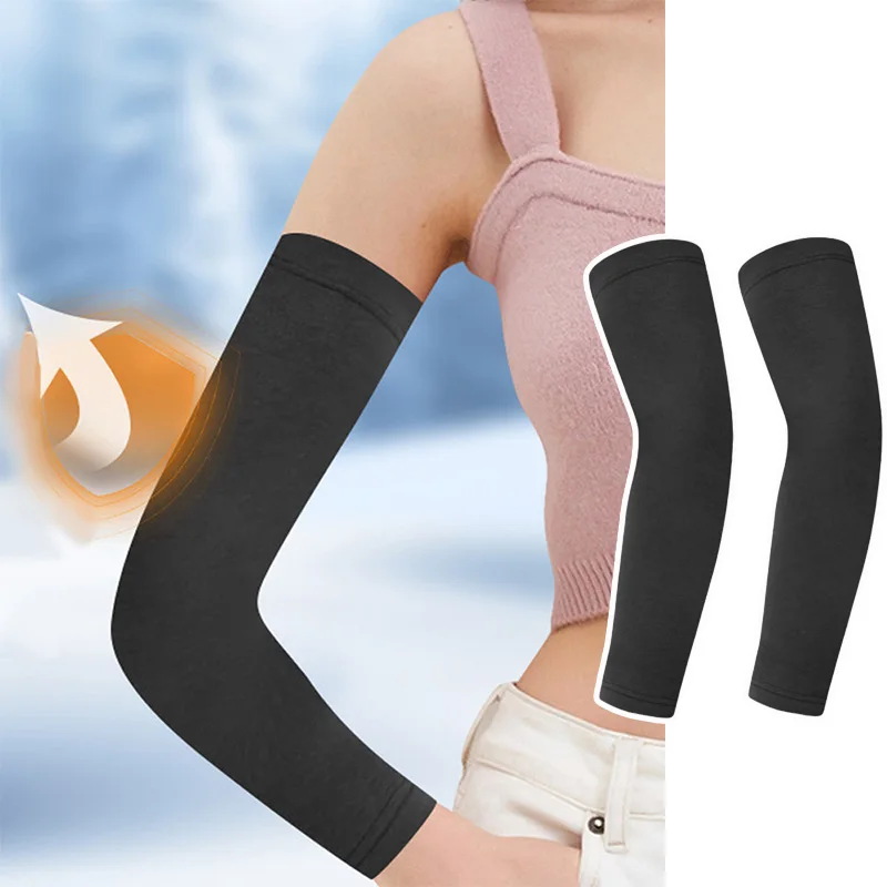 1 par de puños de invierno para mantener el frío, fundas para brazos, calentador de brazos para ciclismo, coderas gruesas Unisex, mangas para brazos, deporte al aire libre