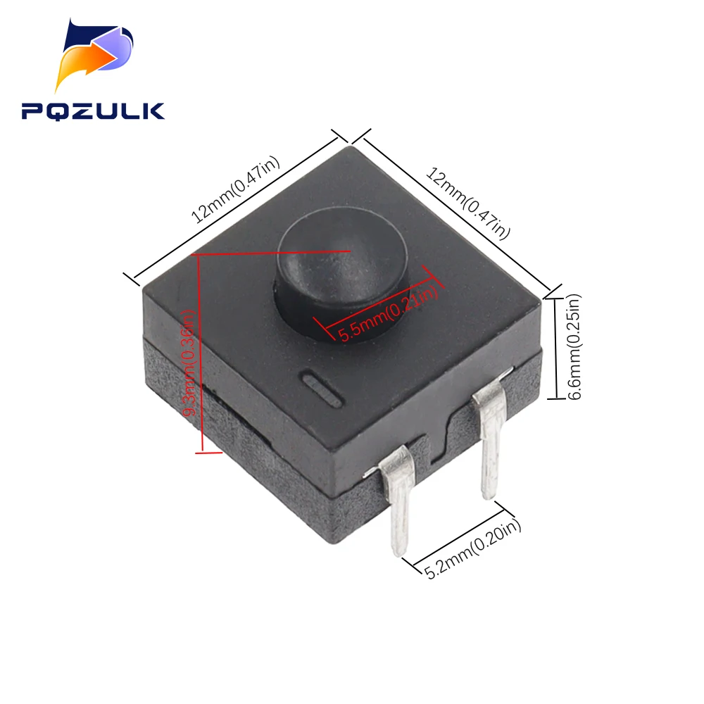 สวิตช์ไฟฉาย LED แนวตั้งแถวคู่10ชิ้น3หมุดเปิดปิด12*12 213BS