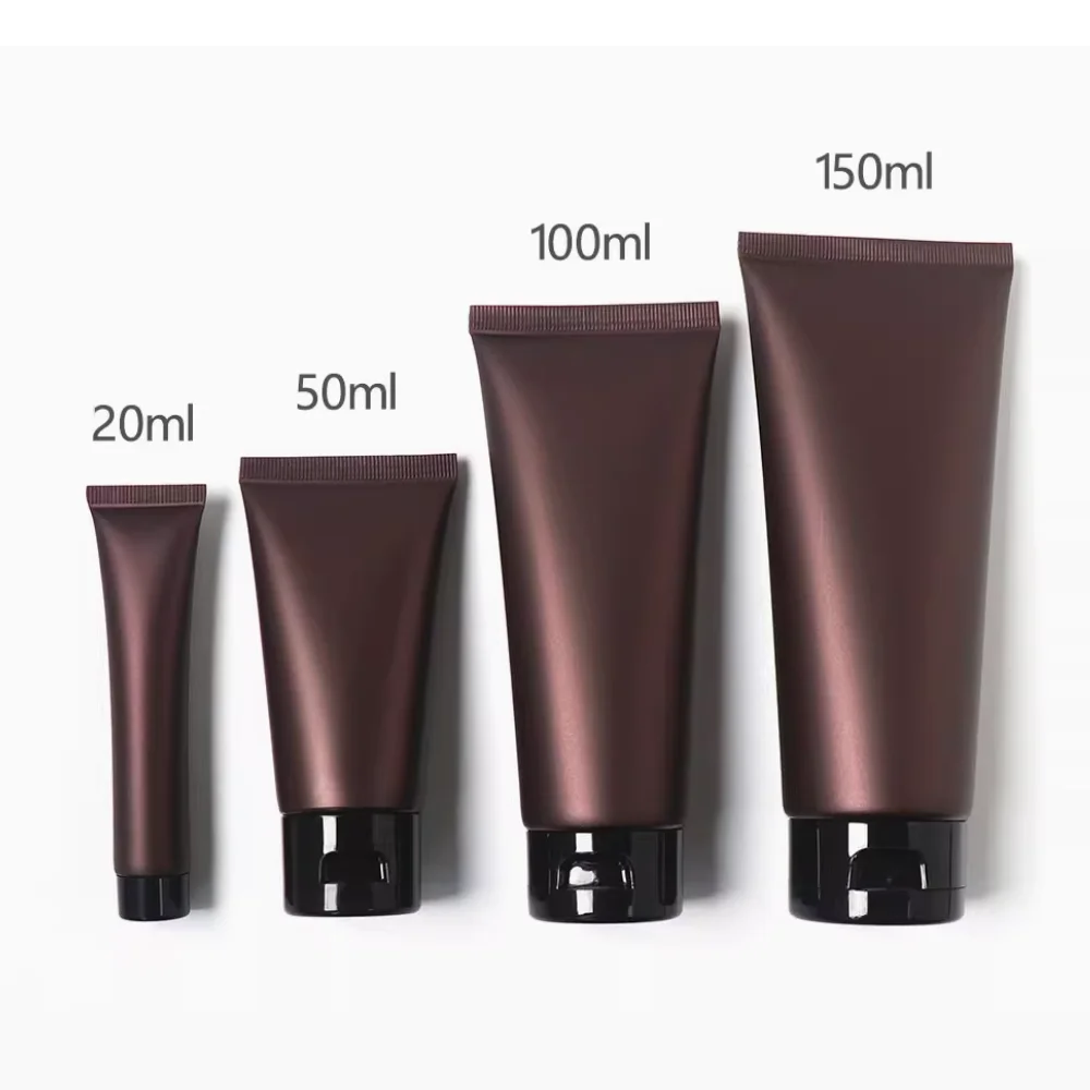 20ml 50ml 100ml 150ml 무광 브라운 스퀴즈 튜브 화장품 크림 로션 소프트 병 20g 50g 100g 150g 빈 리필 용기