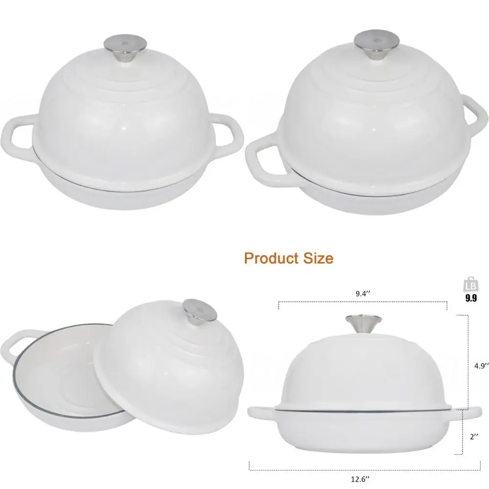 

Enameled Cast Iron Dutch Oven for Sourdough Bread Baking - 5 Quart Pot with Lid, Perfect for Homemade Bread Baking