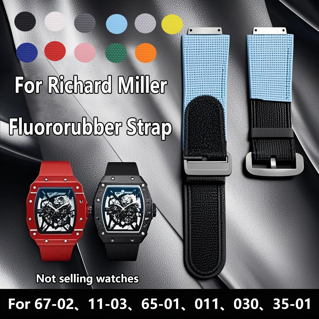 Tali Jam Tangan VITON DIY untuk Richard Mille RM011 RM030 65-01 67-02 RM35-01 005 Gelang Kustom Karet FKM Tali Kait Nilon