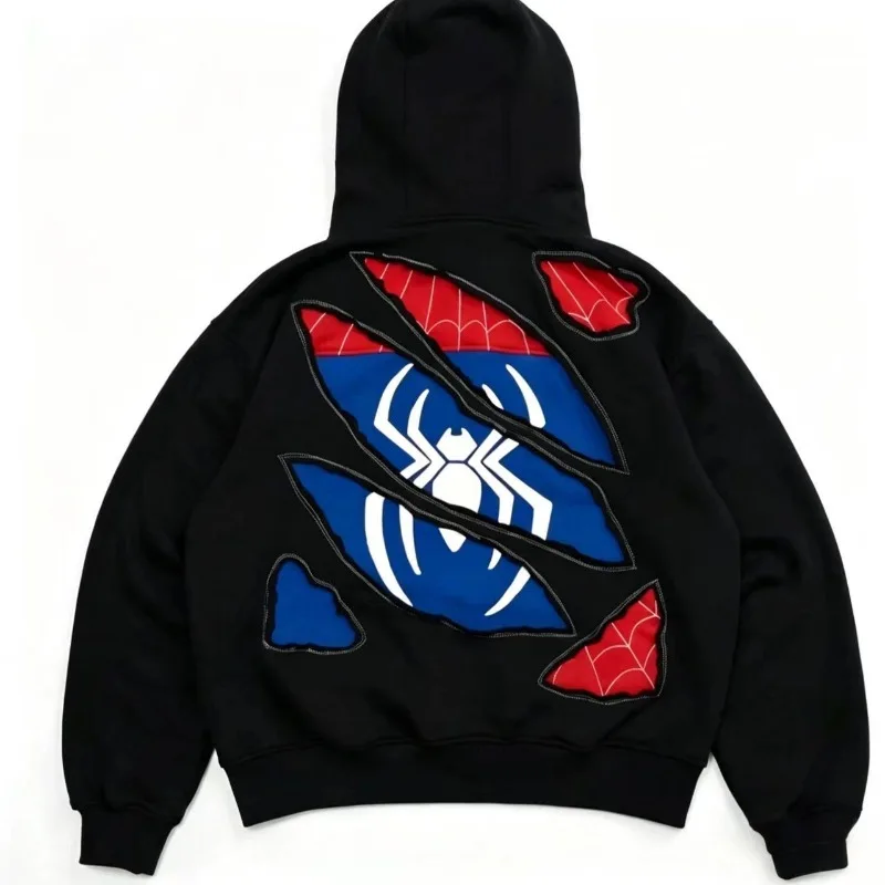 Spider Hero Inspired 3D Print Long Sleeve Hoodie Cracked Web Graphic Pullover Streetwear Casual Tops Adults Youth Daily Wear