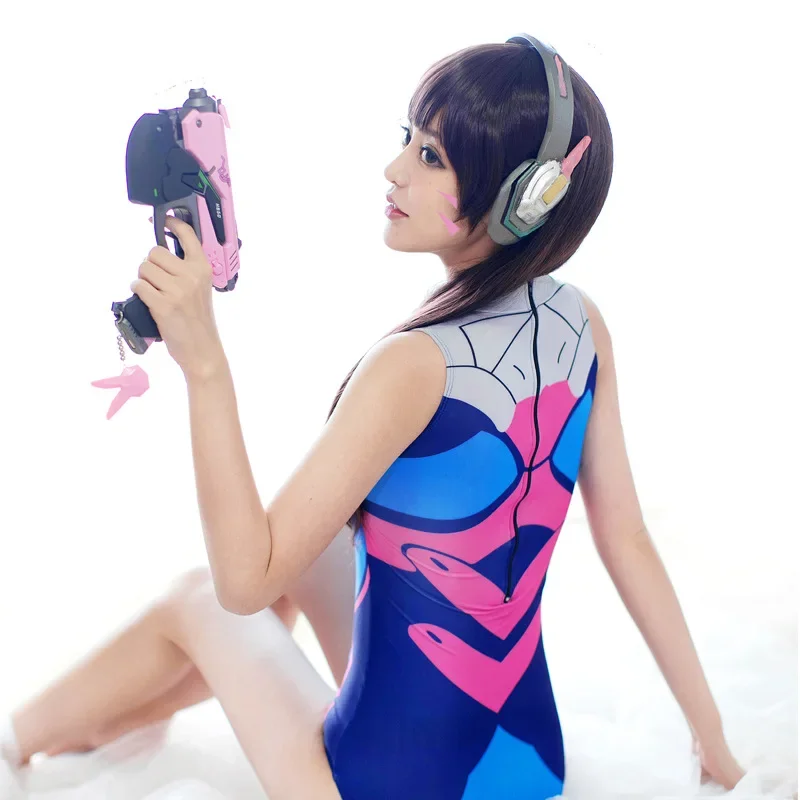 Sexy Game OW D.VA Cosplay Costume Dva Mercy Cosplay SUKUMIZU Spandex Anime Swimsuit One Piece Swimwear Bathing Suit#1#W.