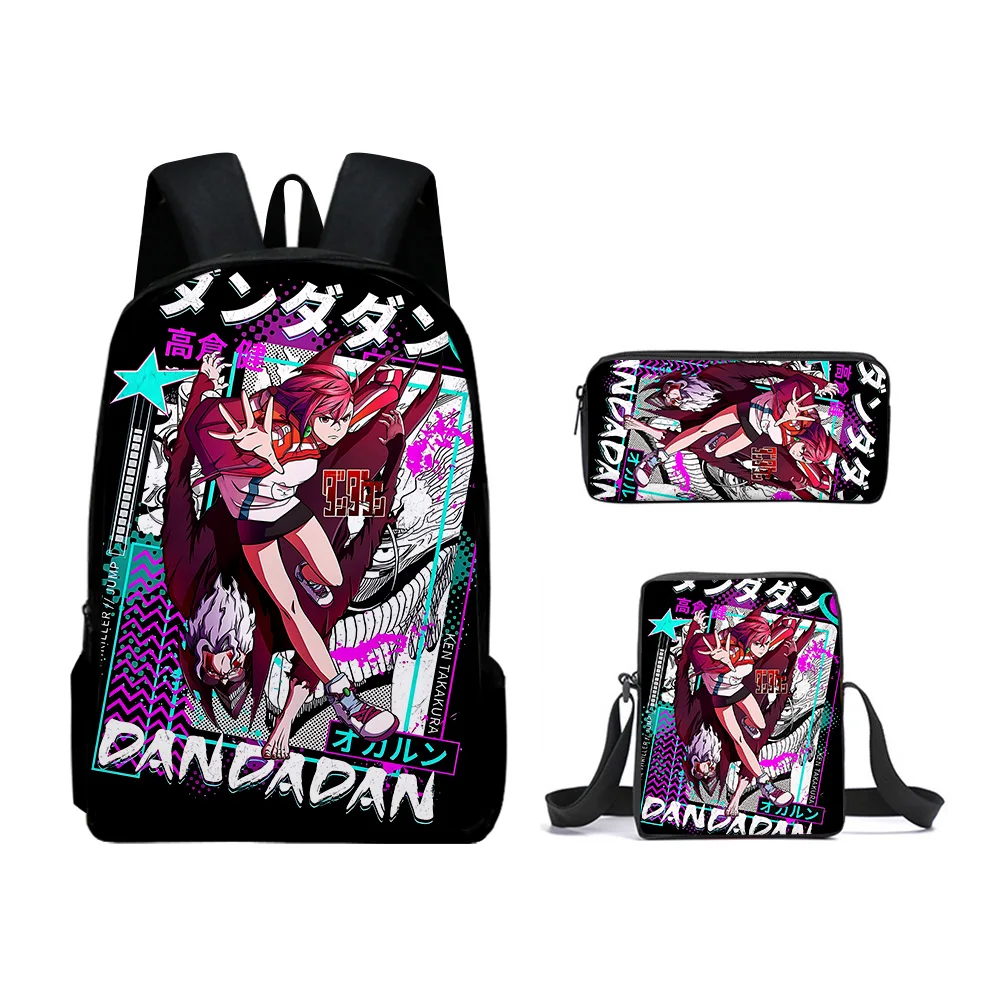 Classic Popular Novelty Dandadan 3D Print 3pcs/Set pupil School Bags Laptop Daypack Backpack Inclined shoulder bag Pencil Case