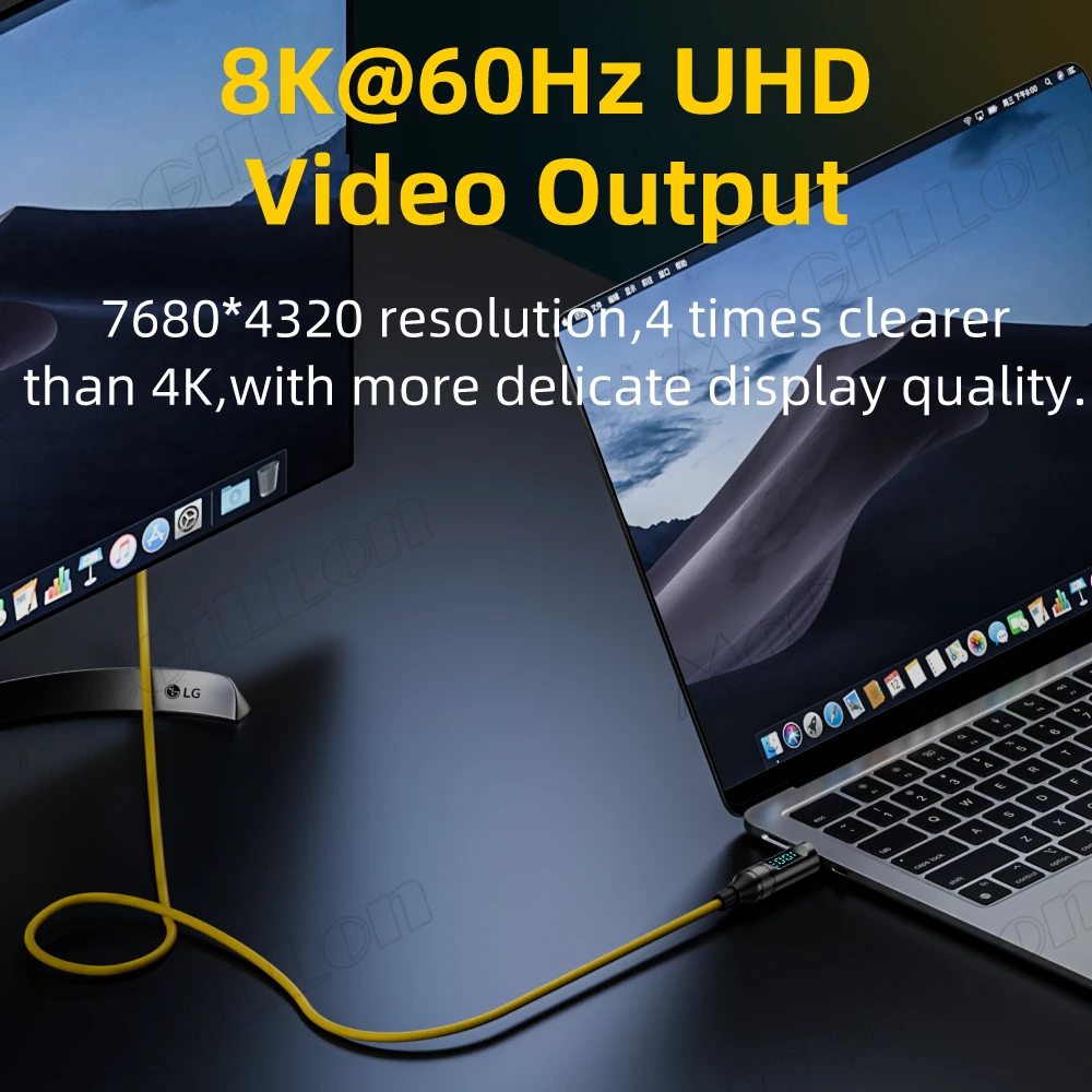 LED Display USB3.2 10Gbps USB C to USB-C ThunderBolt 3 Cable 100W 5A Type-C Cord For iPhone 15 MacBook Pro Samsung Xiaomi Huawei