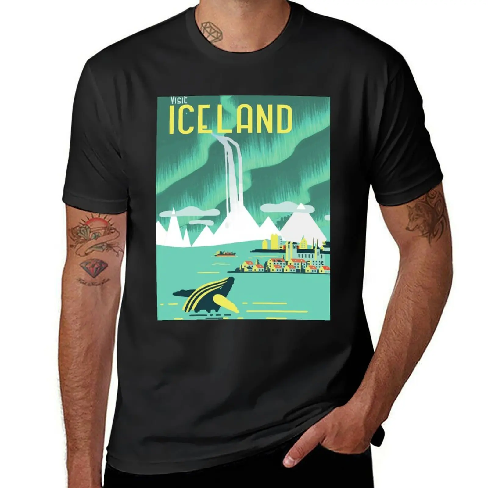 

VINTAGE ICELAND TRAVEL Poster, Visit Iceland Travel Art Poster or Canvas Print, Vintage Travel Posters T-Shirt