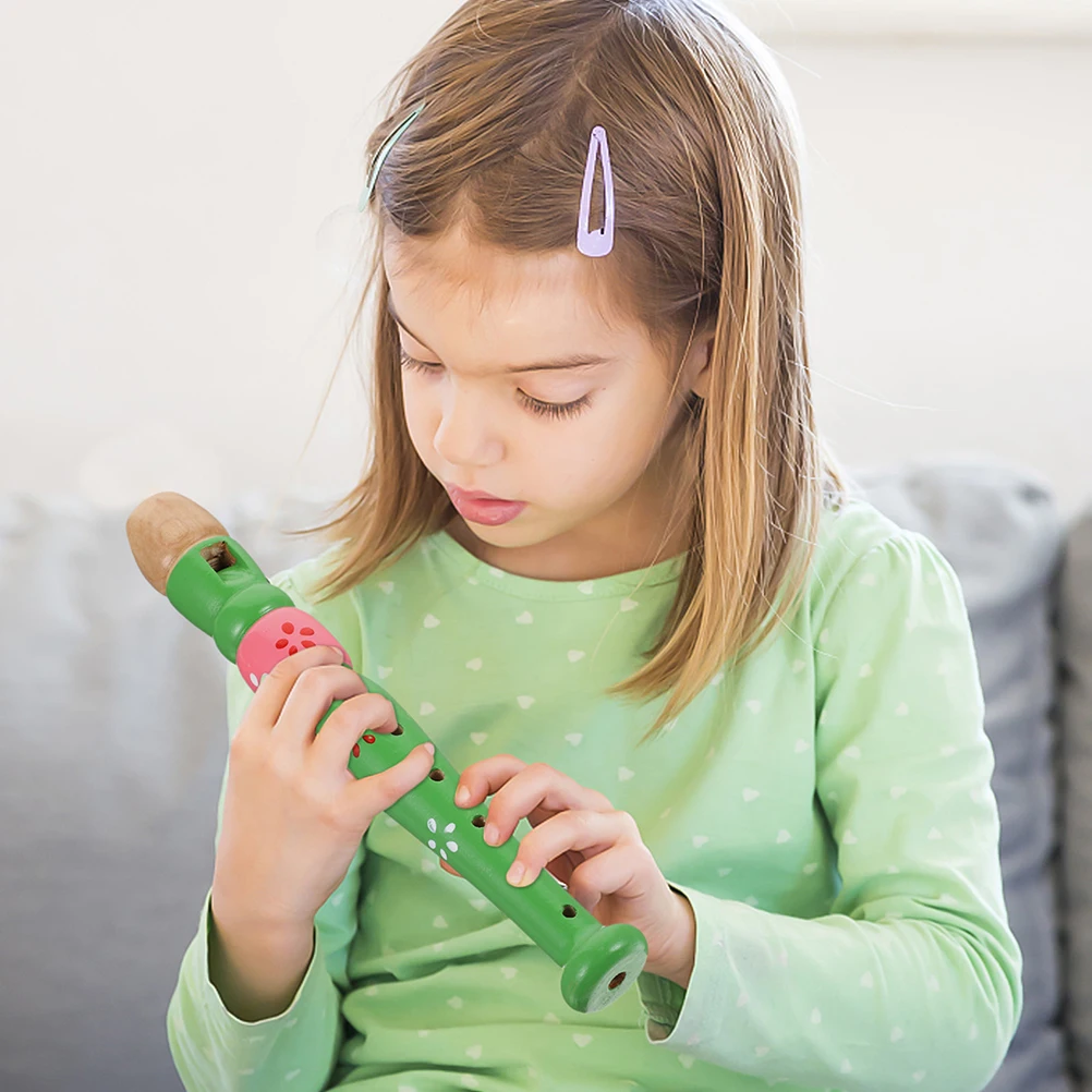 Flauta de madera, instrumento Musical de juguete seguro y duradero para niños, diseño de 6 agujeros, coordinación de flexibilidad manual, regalo de cumpleaños y Navidad