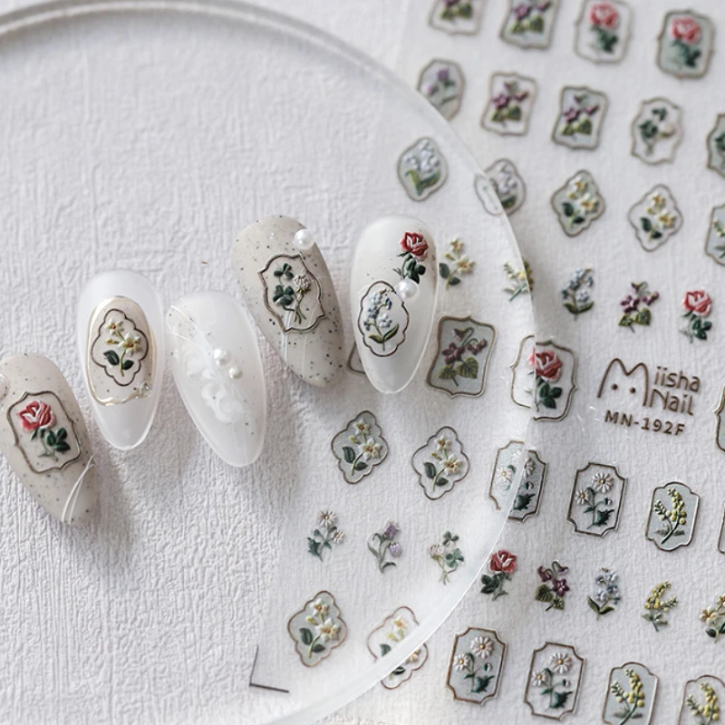 summer beach nail sticker high quality 5D soft embossed design self-adhesive manicure decorative stickers jellyfish nail sticker