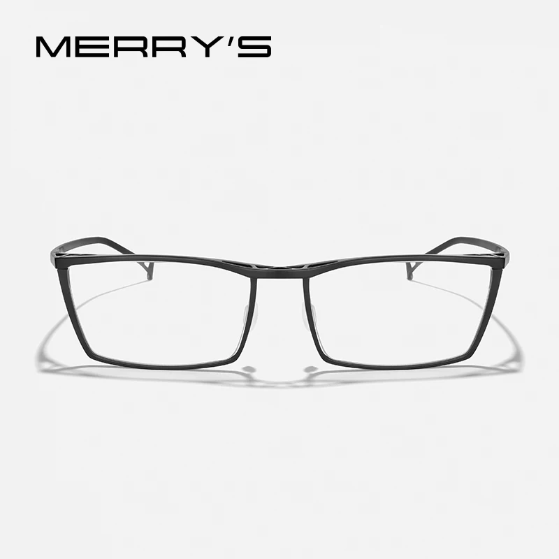 MERRYS DESIGN Pure Titanium Rectangle Glasses Frame Prescription Eyeglasses For Men Optical Eyewear S2722