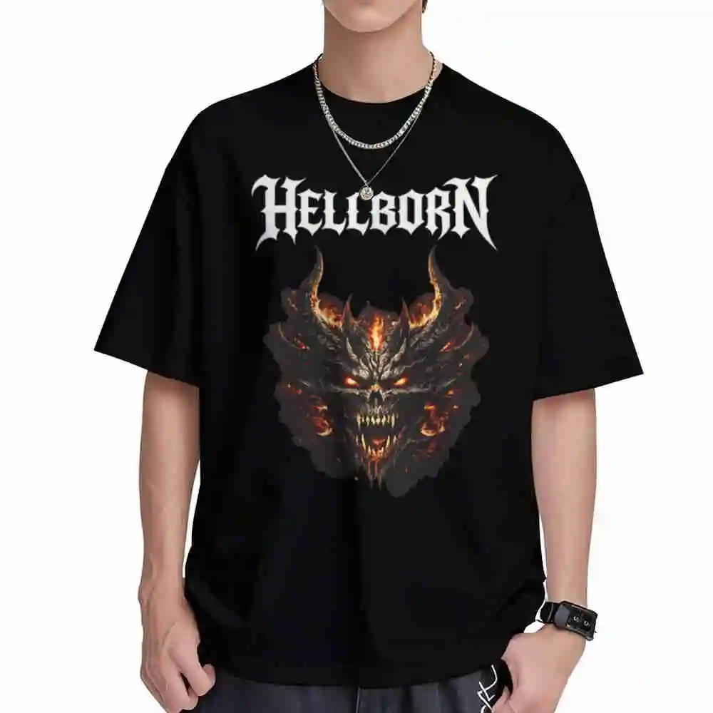 Hellborn Demon Gothic Dark Fantasy Short Sleeve Tee 100% Cotton T-Shirt