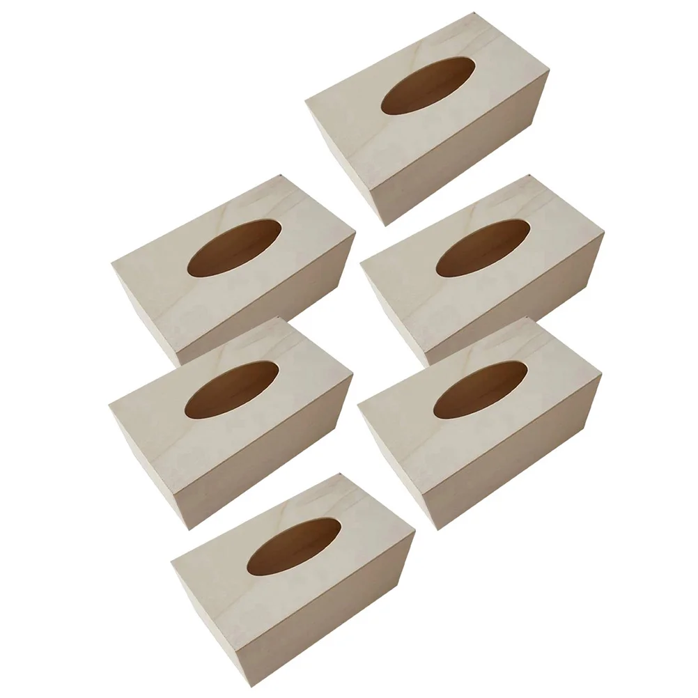 

6 Pcs DIY Tissue Box Paper Holder Blank Crafting Napkin Wood Multifunctional Accessories Clay Storage Container