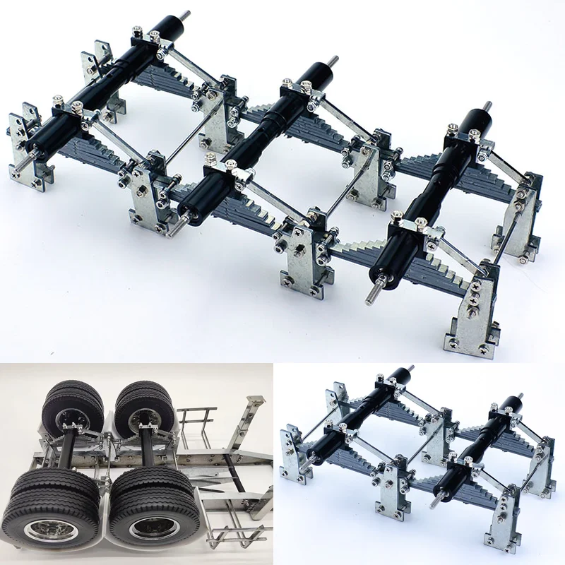 RC Truck Stainless Steel 2/3 Axis Balance Suspension Kit Steel Plate Trailer for 1/14 Tamiya SCANIA 770S VOLVO BENZ MAN TGX Car