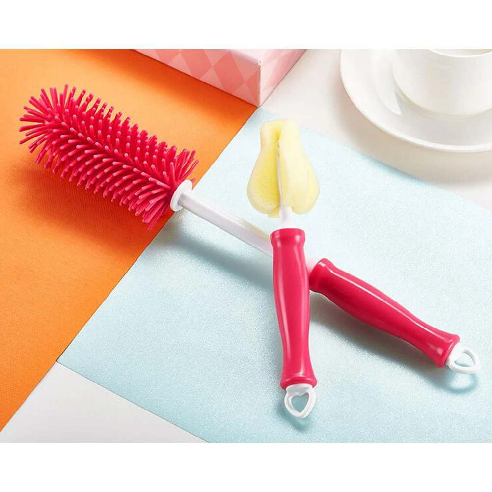 

2 Pcs Bottle Brush Cleaner Baby Feeder Cleaning Pacifier Silicone Feeding Sponge