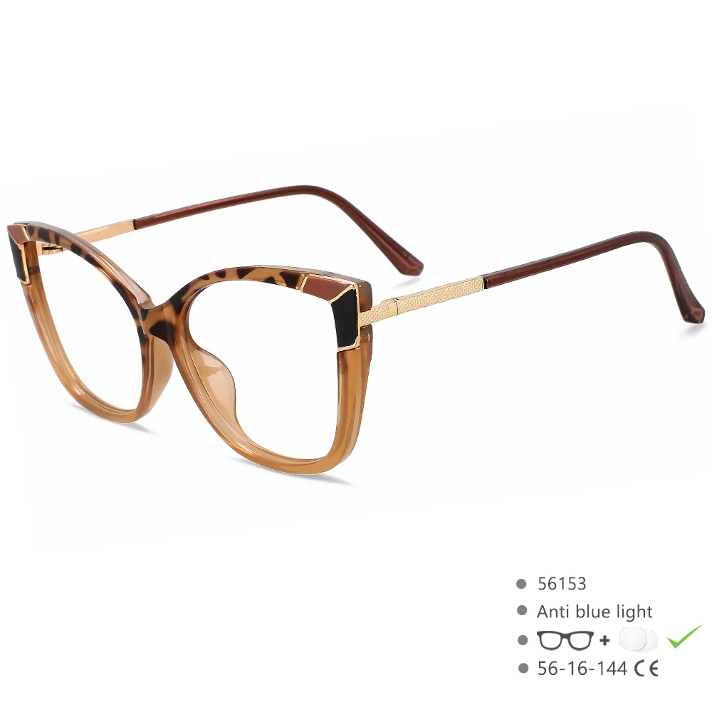 Vintage Optische Brille für Damen Anti-Blaulicht Brillengestell Korrektionsbrille Transparente Gläser Brillenfassung 56153