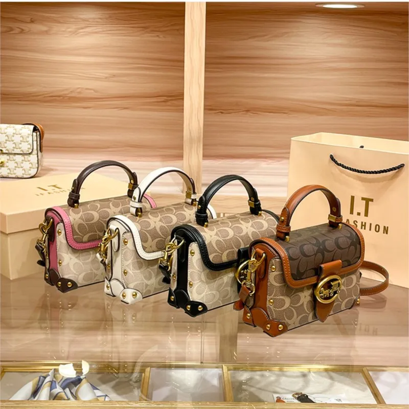 New minimalist and fashionable small handbag, contrasting color women's bag, high-end carriage crossbody bag, portable box bag