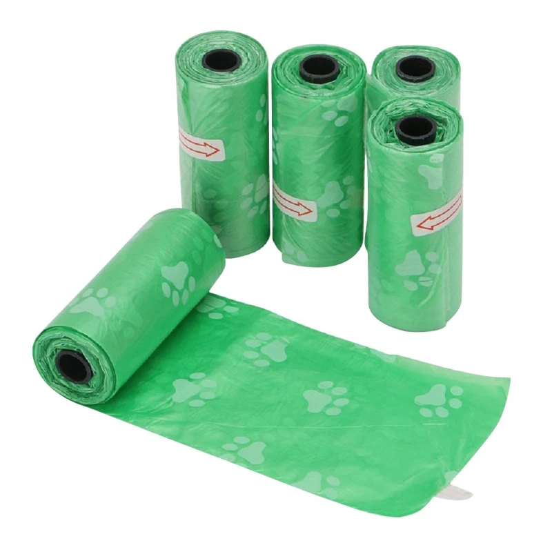 Sacs à excréments jetables pour animaux de compagnie, sacs à excréments pour chiens et chats, pour déchets de nettoyage, 5 rouleaux (75 pièces)