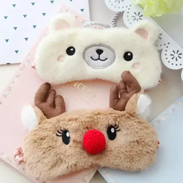 Cute Plush Sleep Eye Mask Animal Eye Cover Winter Kids Sleeping Mask Cartoon Travel Rest Eye band Blindfolds Sleep Aid Eyepatch