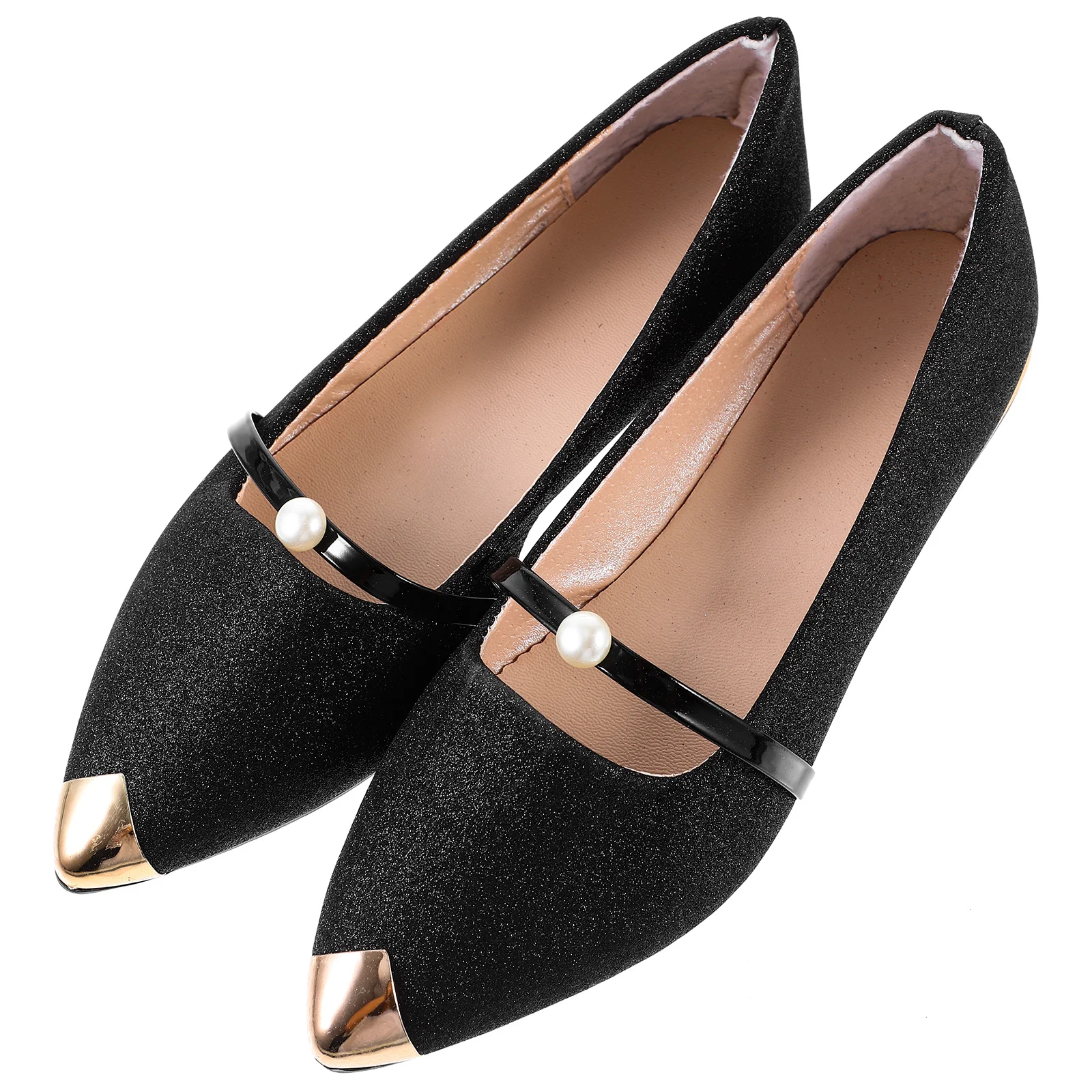 1 paio di scarpe nude piatte impreziosite di perle, eleganti scarpe singole da donna comode e comode per appuntamenti di lavoro per feste di matrimonio
