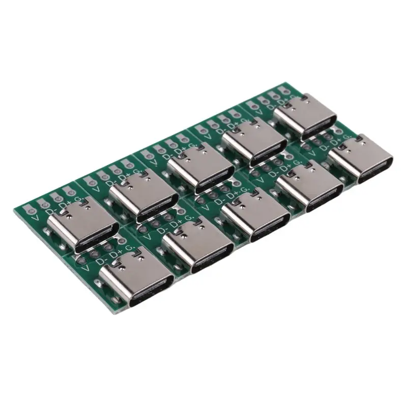 10 PCS TYPE-C USB3.1 16 Pin Female To 2.54Mm Type C Connector 16P Adapter Test PCB Board Plate Socket For Data Transfer User-Fri