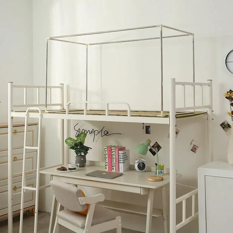 Thickened Painted Mosquito Net Stand for Students Adjustable Double-Sided Bed Dormitory Bunk Bed Breathable No-Install Iron Art