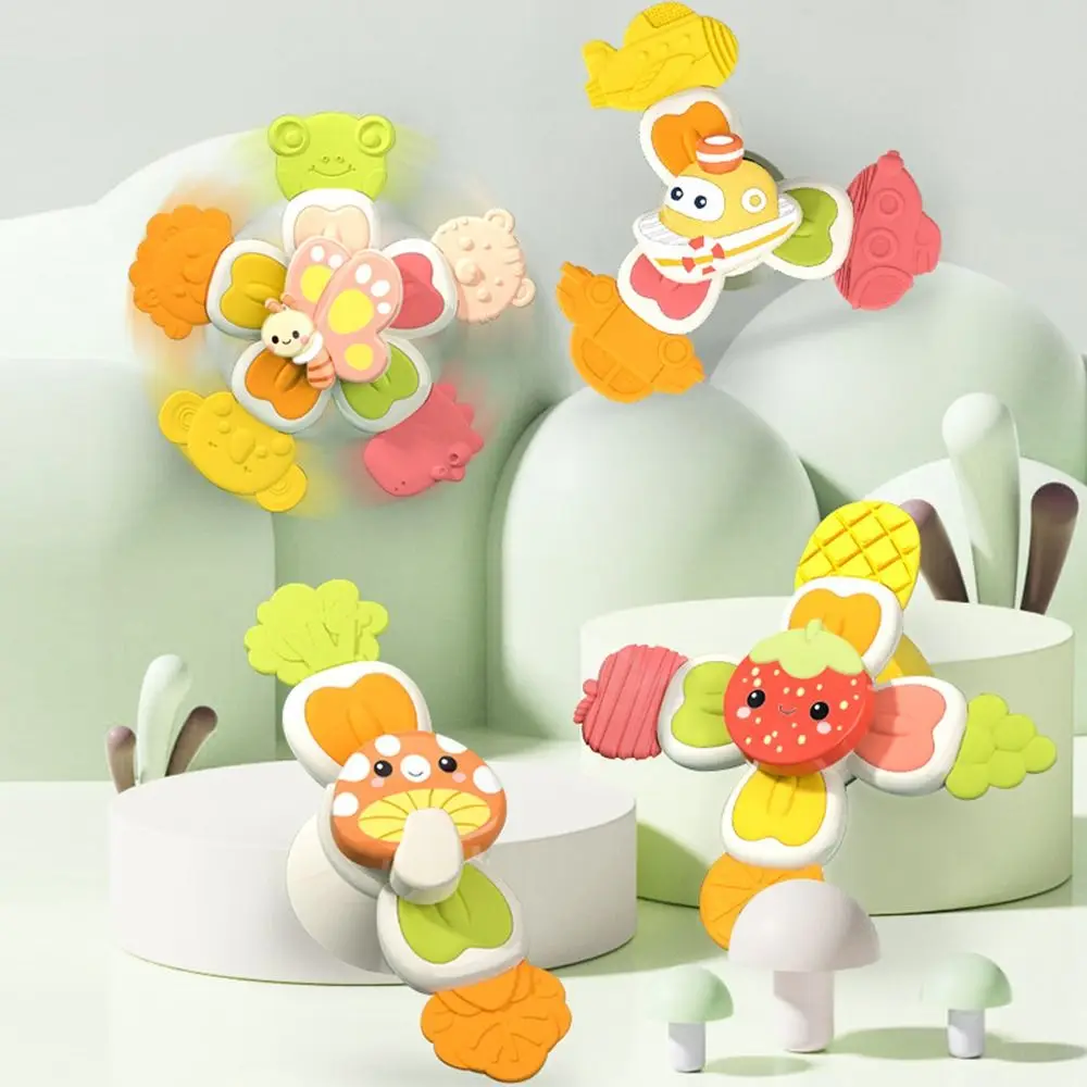 4 قطع من لعبة الغزل الكرتونية اللطيفة المبتكرة مثيرة للاهتمام مع كوب شفط لعبة الاستحمام للأطفال #3